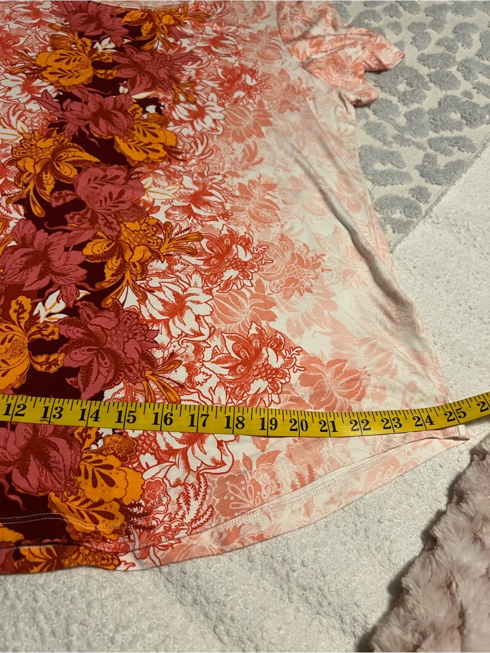 JM Collection Coral Floral Scoop-Neck Top with Mustard Center Panel - Picture 5 of 6